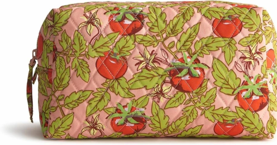 Vera Bradley Large Cosmetic Bag Premium Cotton Makeup Pouch Travel Organizer