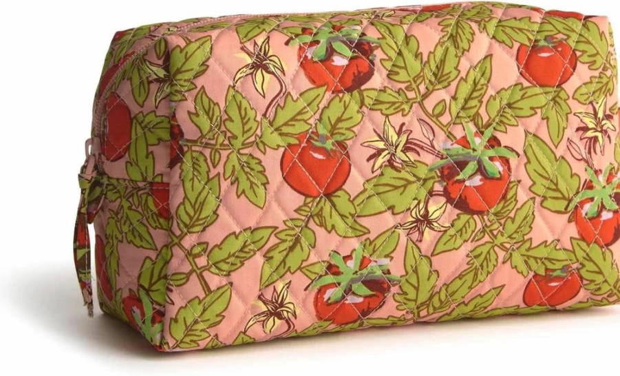Vera Bradley Large Cosmetic Bag Premium Cotton Makeup Pouch Travel Organizer