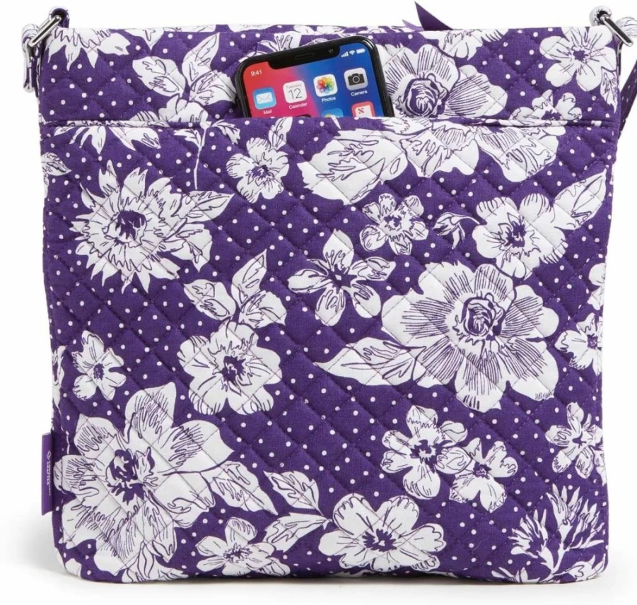 Vera Bradley Women's Iconic Triple Zip Hipster Crossbody Bag - Signature Cotton Fabric, Lightweight & Stylish Purse for Everyday Use