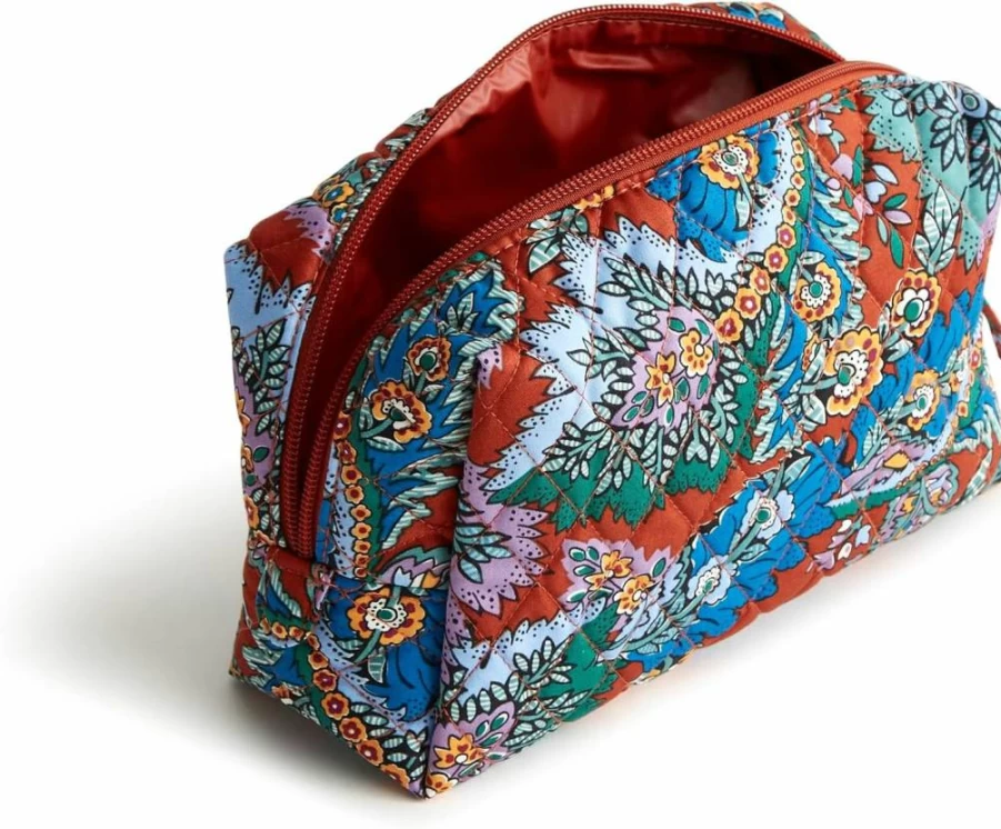 Vera Bradley Women's Medium Cosmetic Bag Premium Cotton Makeup Pouch Travel Organizer