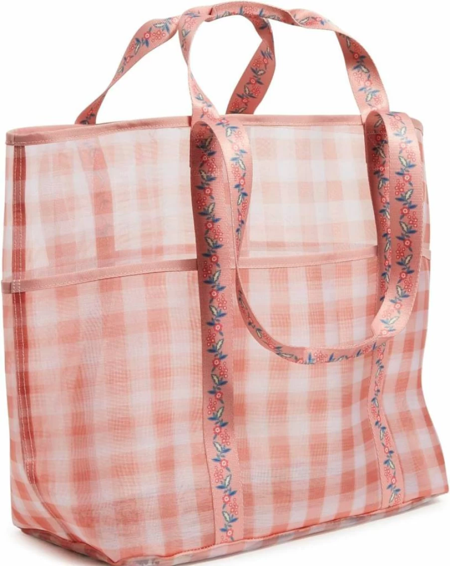 Vera Bradley Women's Lightweight Mesh Beach Tote with Multiple Pockets for Summer Travel