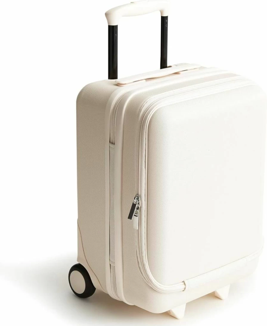 Vera Bradley Adair 17" Underseat Hardside Roller Luggage for Women - Lightweight Carry-On Suitcase, Cottage Cream, Compact Spinner Design for Easy Travel