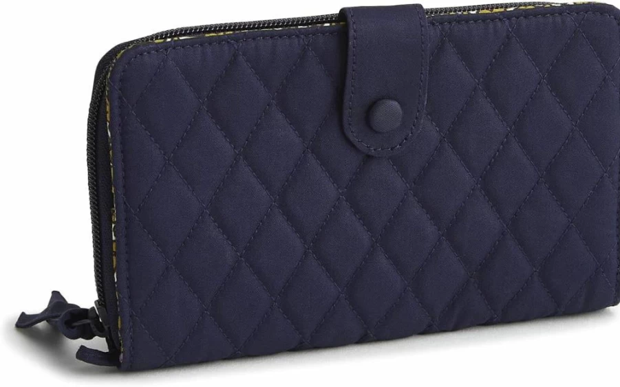 Vera Bradley Peacoat Large Cotton Wallet – Premium Zip-Around Travel Wallet for Women