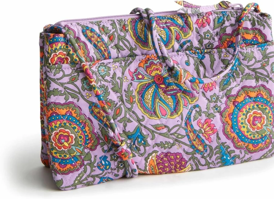 Vera Bradley Foxbury Crossbody Bag Premium Cotton Vegan Leather Lightweight Adjustable Strap Women's Shoulder Purse