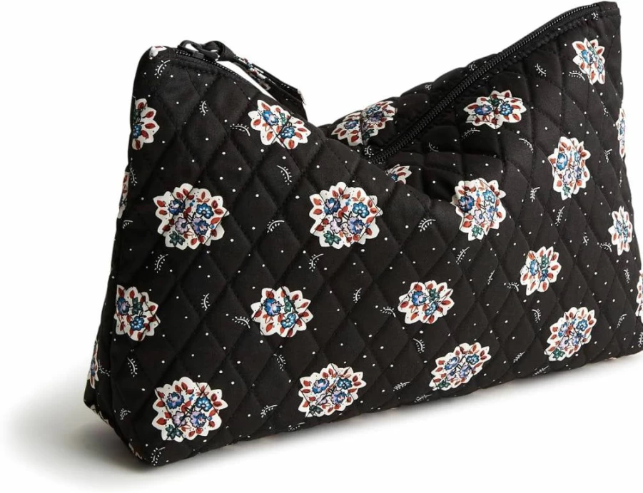 Vera Bradley Feathery Bouquets Large Cotton Pouch – Premium Zippered Travel & Storage Bag