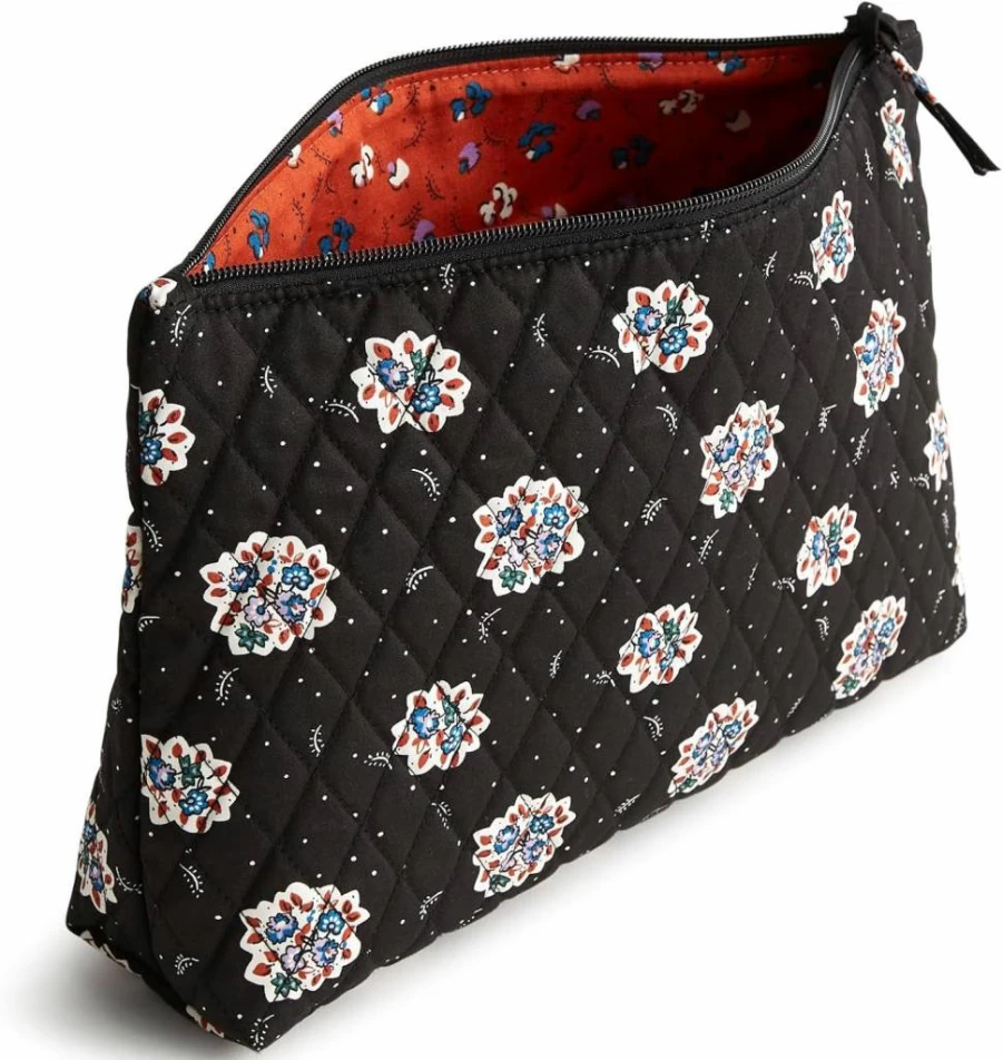 Vera Bradley Feathery Bouquets Large Cotton Pouch – Premium Zippered Travel & Storage Bag