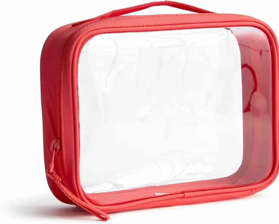 Vera Bradley Cayenne Clear Cosmetic Case for Toiletries and Makeup Organizer