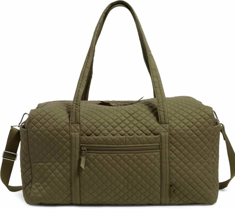 Vera Bradley Large Cotton Travel Duffel Bag for Women - Soft Sky Paisley Design, Spacious One-Size Weekend Tote