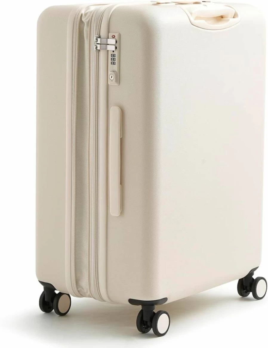 Vera Bradley Adair 26" Hardside Spinner Suitcase - Lightweight Cabin Luggage with 360° Wheels, Cottage Cream Design, Women's Travel Essentials