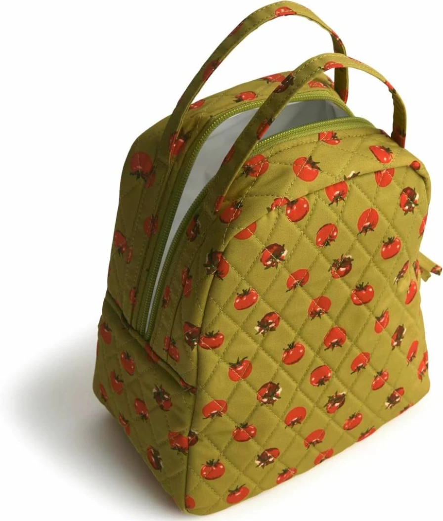 Vera Bradley Tiny Tomatoes Palm Cotton Lunch Box - Insulated Reusable Lunch Tote for Women & Kids