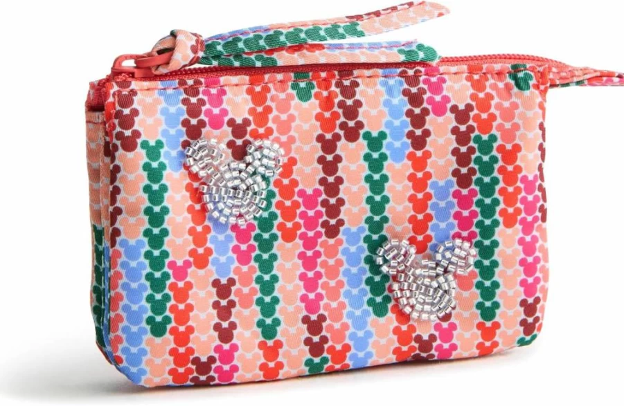 Vera Bradley Disney Mickey Meadow Stripe Nylon Accordion Card Holder Wallet