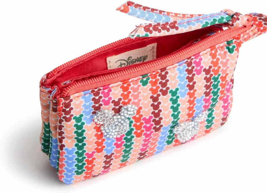 Vera Bradley Disney Mickey Meadow Stripe Nylon Accordion Card Holder Wallet