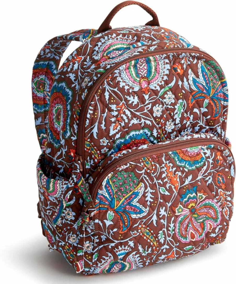 Vera Bradley Marrakesh Cinnamon Small Cotton Banbury Backpack for Women - Premium Lightweight Travel Daypack