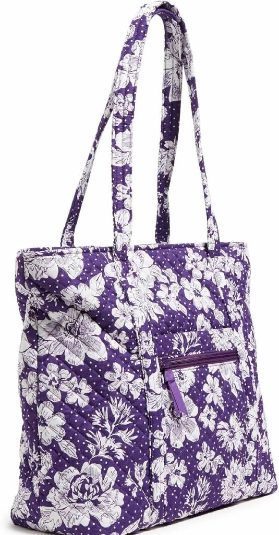 Vera Bradley Cotton Collegiate Tote Bag - Purple & White Rain Garden Design, Multiple Team Options Available