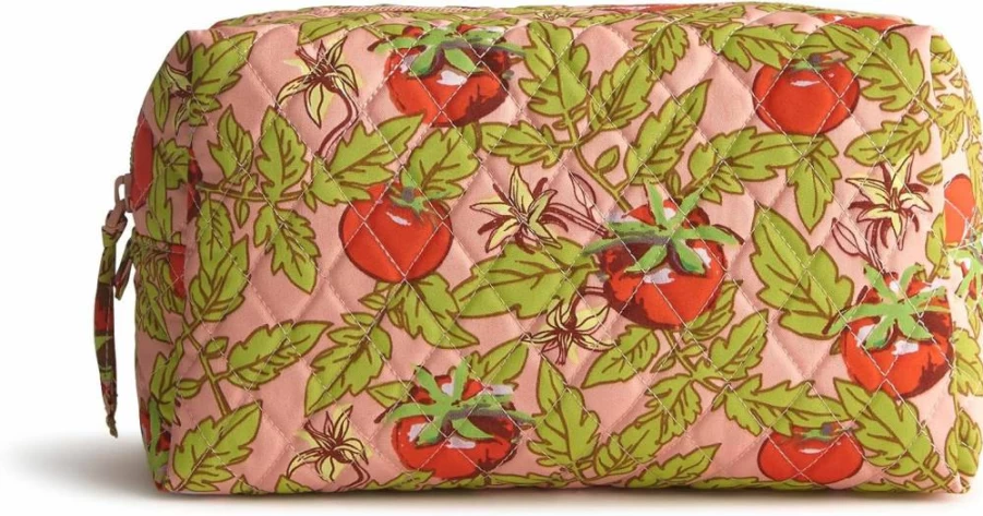 Vera Bradley Large Cosmetic Bag Premium Cotton Travel Organizer with Unique Patterns