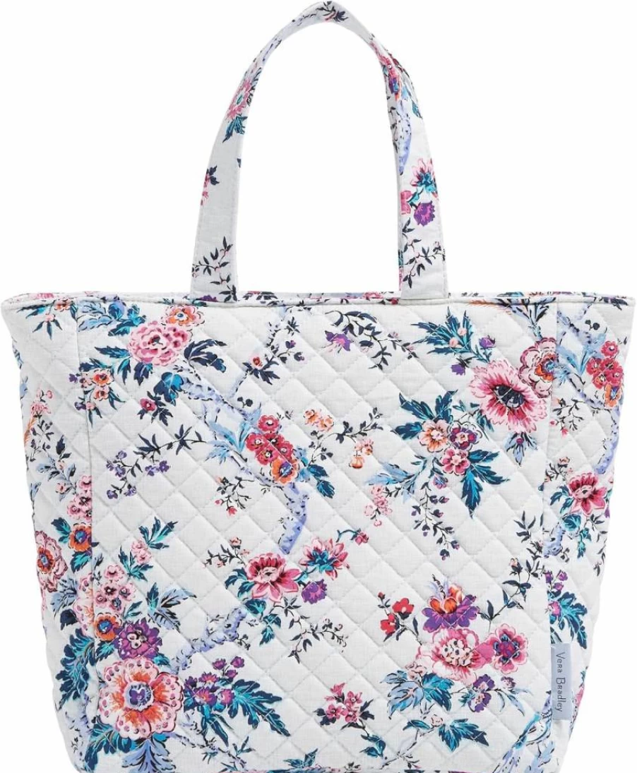 Vera Bradley Women's Reusable Lunch Tote - Eco-Friendly Recycled Cotton Amethyst Plaid Lunch Bag, One Size