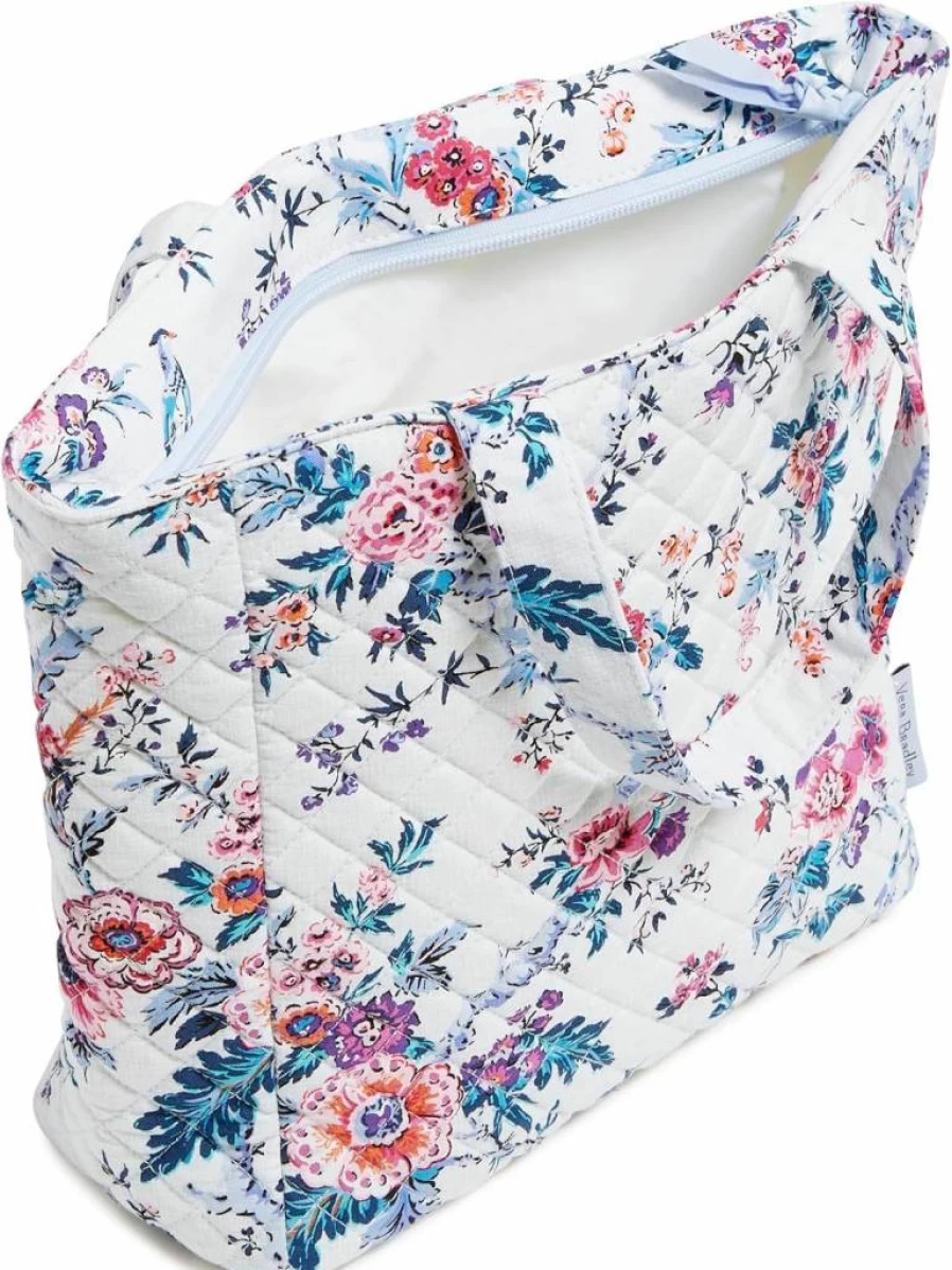 Vera Bradley Women's Reusable Lunch Tote - Eco-Friendly Recycled Cotton Amethyst Plaid Lunch Bag, One Size