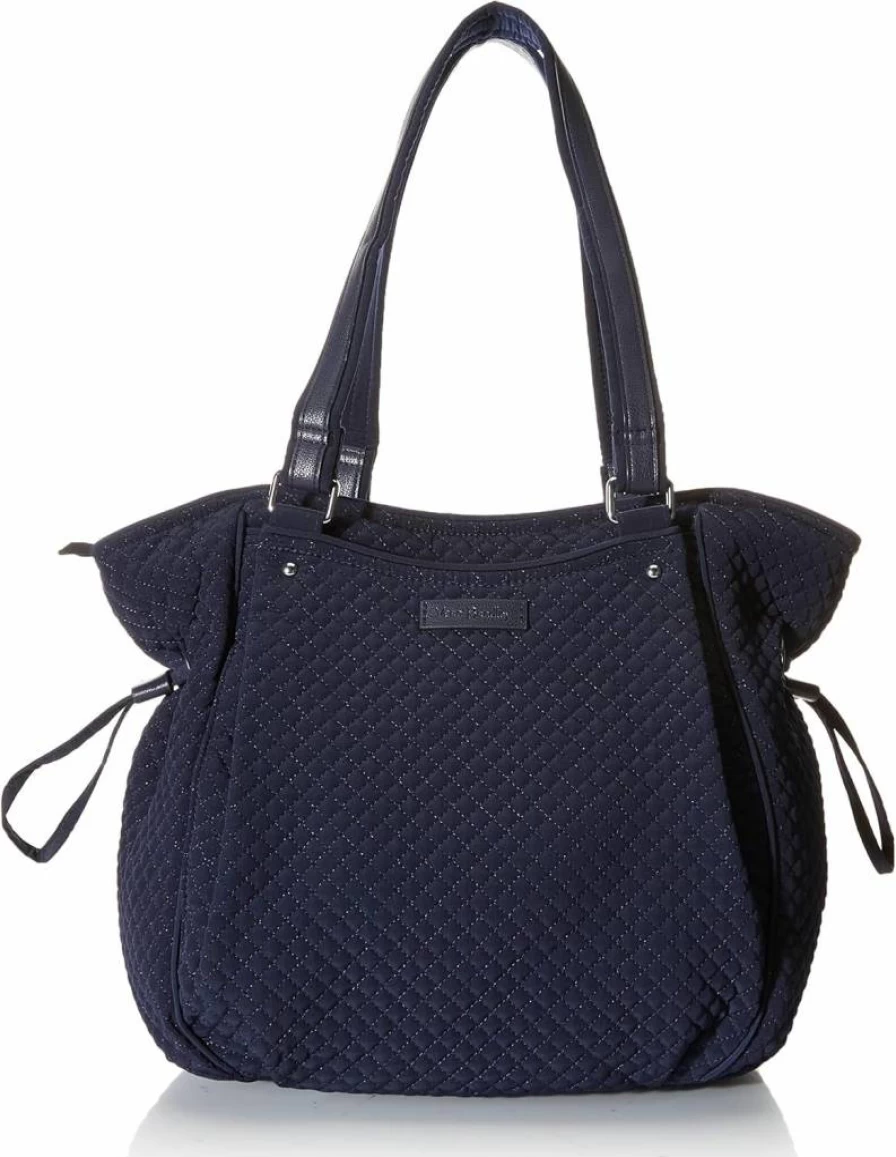 Vera Bradley Black Glenna Satchel Purse for Women – Lightweight Microfiber Handbag