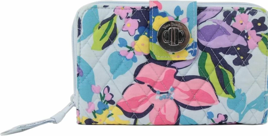 Vera Bradley RFID Turnlock Wallet - Signature Cotton Iconic Design for Secure Storage