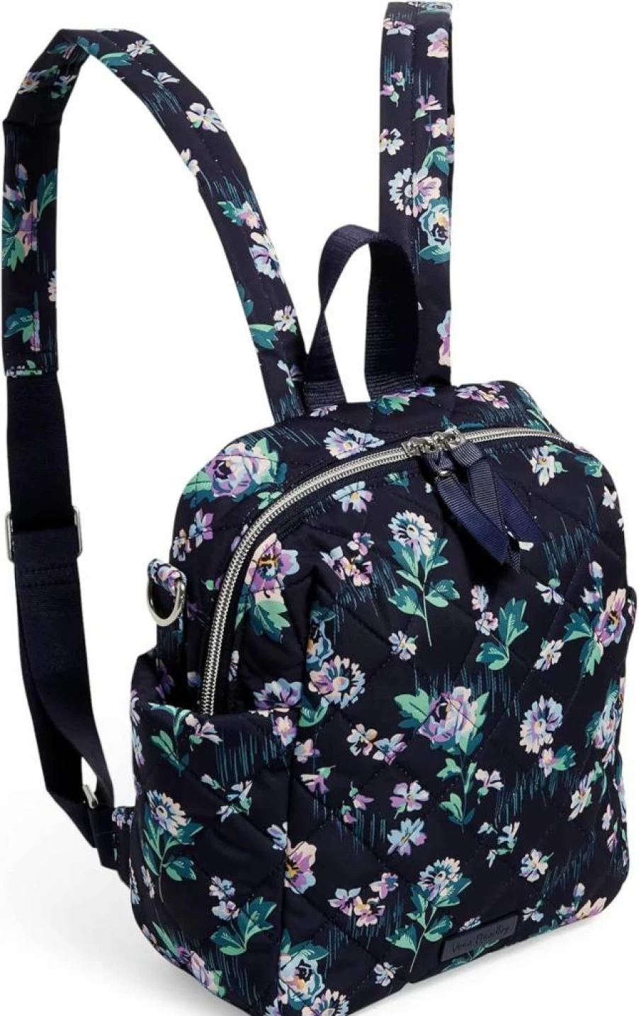 Vera Bradley Parisian Bouquet Convertible Backpack - Lightweight Small Travel Backpack for Women, Adjustable Twill Performance Design