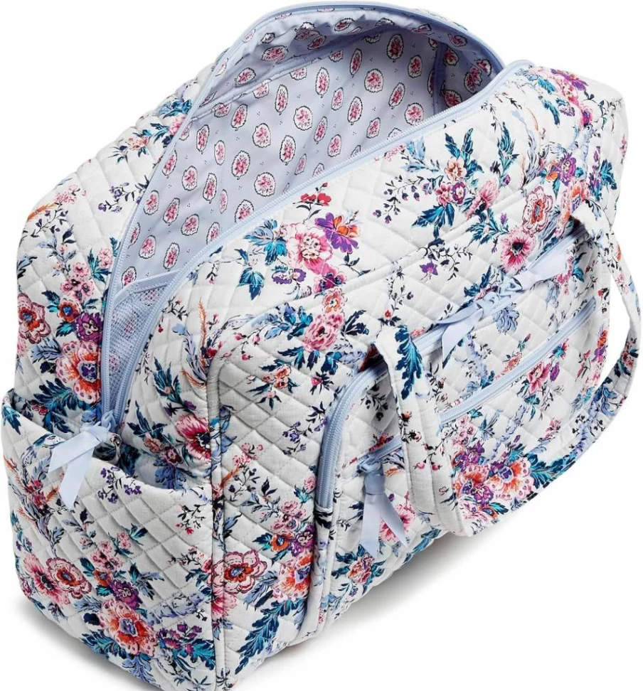 Vera Bradley Soft Sky Paisley Cotton Weekender Travel Bag for Women - Lightweight & Spacious Carryall Luggage