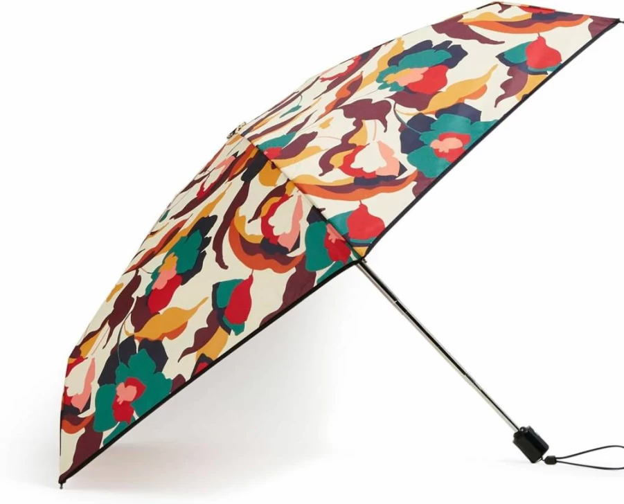 Vera Bradley Women's Compact Travel Umbrella - Lightweight Mini Folding Portable Windproof for Rain