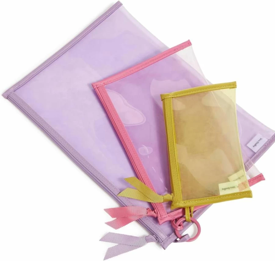 Vera Bradley Colorblock Clear 3-Piece Pouch Organizer Set | Travel & Cosmetic Storage