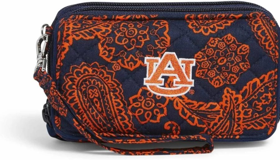 Vera Bradley Women's RFID Protection Crossbody Purse - Lightweight Cotton Collegiate Design (Multiple Team Styles)