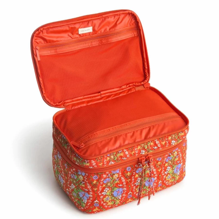Amazon Premium Cotton Travel Cosmetic Bag - Vera Bradley Style Brush Up Makeup Case
