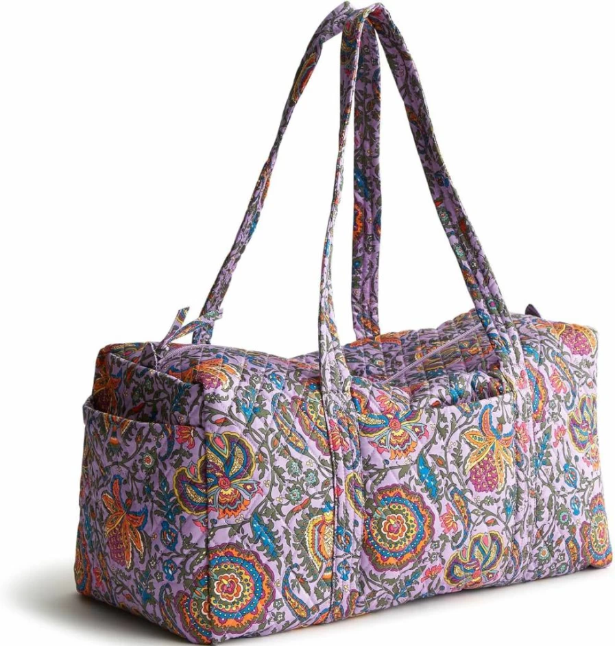 Vera Bradley Women's Original Duffel Bag - Premium Cotton Travel Tote for Women, Stylish Carry-On Luggage, Lightweight Weekender Overnight Bag