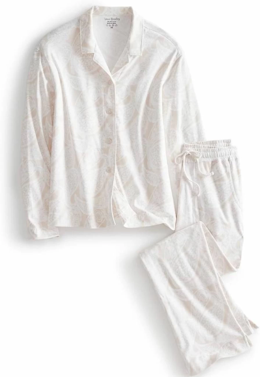 Vera Bradley Women's Soft Cotton Long-Sleeve Pajama Set - Comfortable Sleepwear Lounge Set