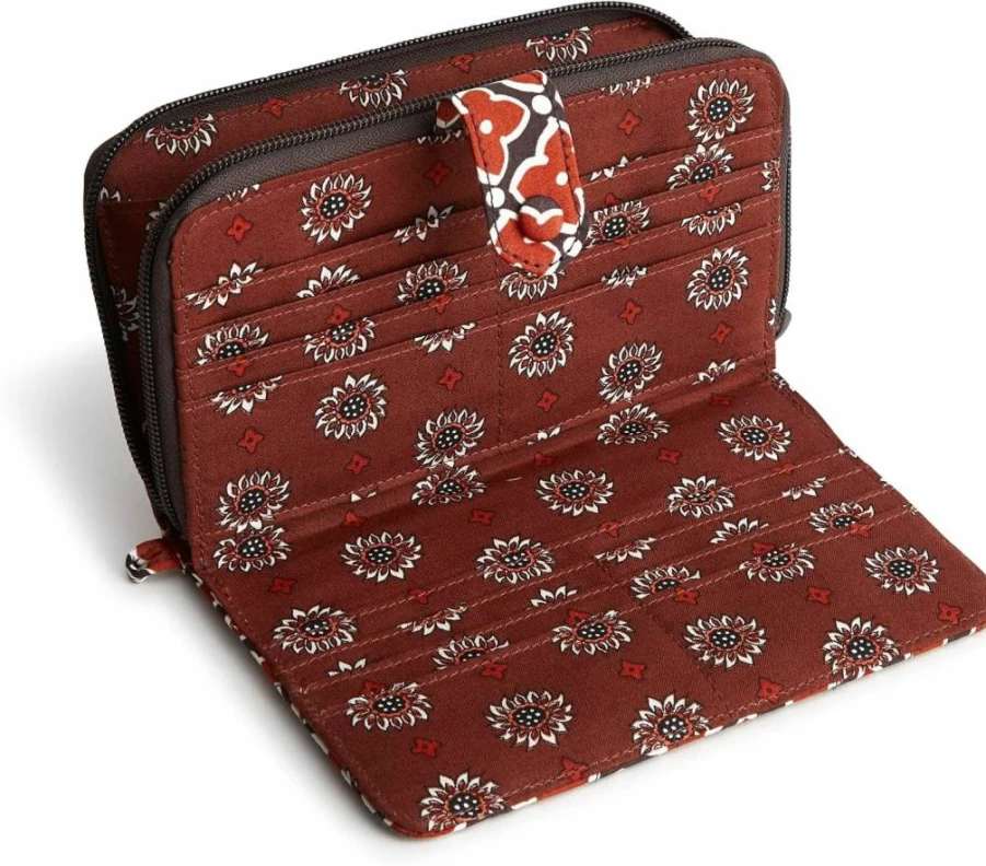 Vera Bradley Women's Large Cotton Zip-Around Wallet with Tab Closure