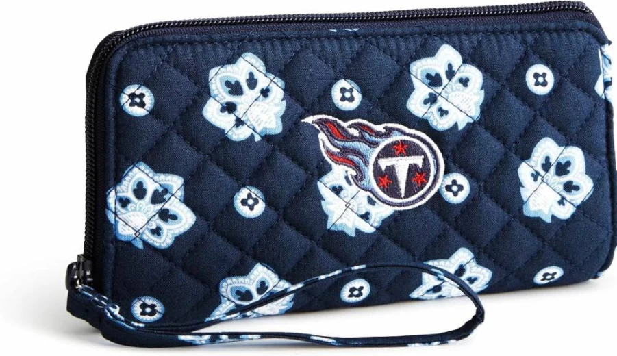 Vera Bradley NFL Team Cotton Front Zip Wristlet for Women – Multiple Team Designs Available