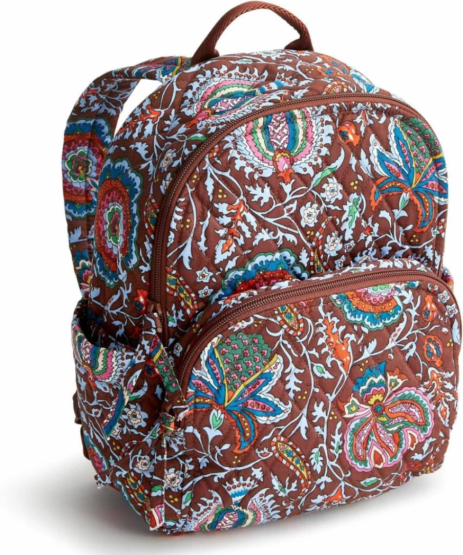 Vera Bradley Small Banbury Backpack for Women - Colorful Bouquet Print, Premium Cotton, Lightweight Daypack