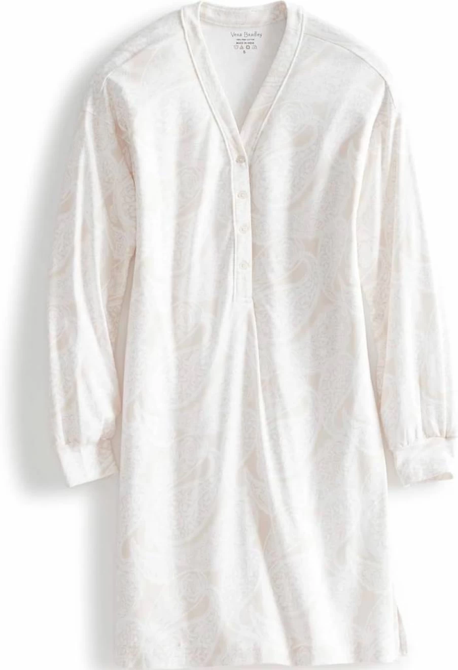 Vera Bradley Women's Soft Cotton Henley Nightgown - Comfortable Sleep Dress for Women