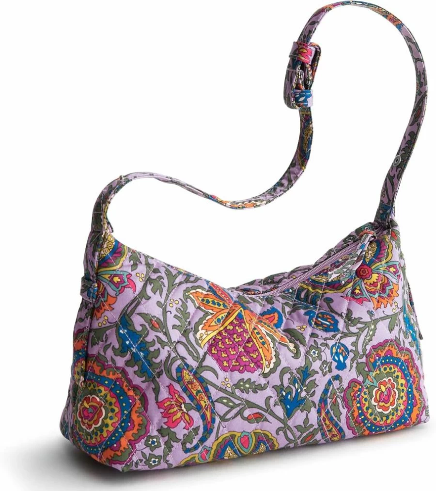 Vera Bradley Roxbury Crescent Cotton Tote Shoulder Bag - Premium Handbag for Women