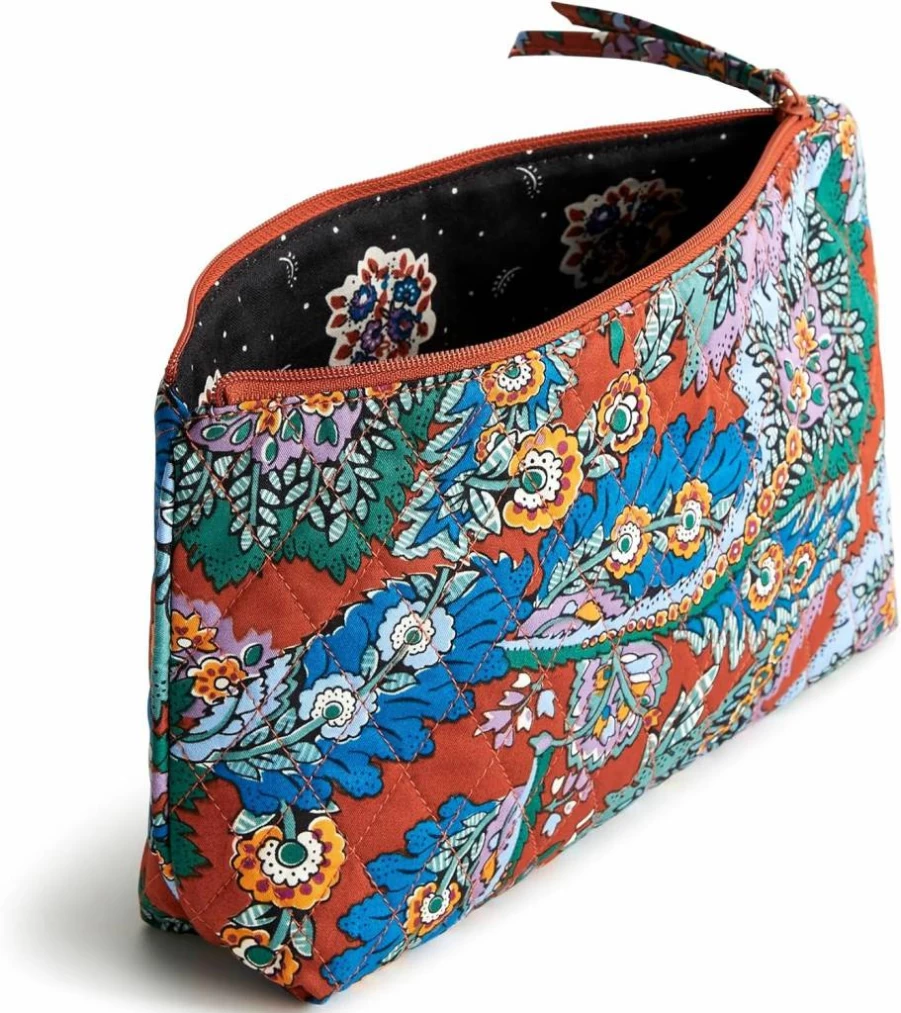 Vera Bradley Medium Cotton Pouch | Premium Fabric Zipper Bag | Stylish & Durable Makeup or Travel Organizer