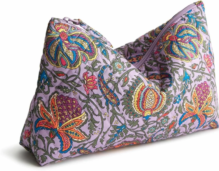 Vera Bradley Large Cotton Pouch – Premium Zippered Makeup & Travel Organizer Bag