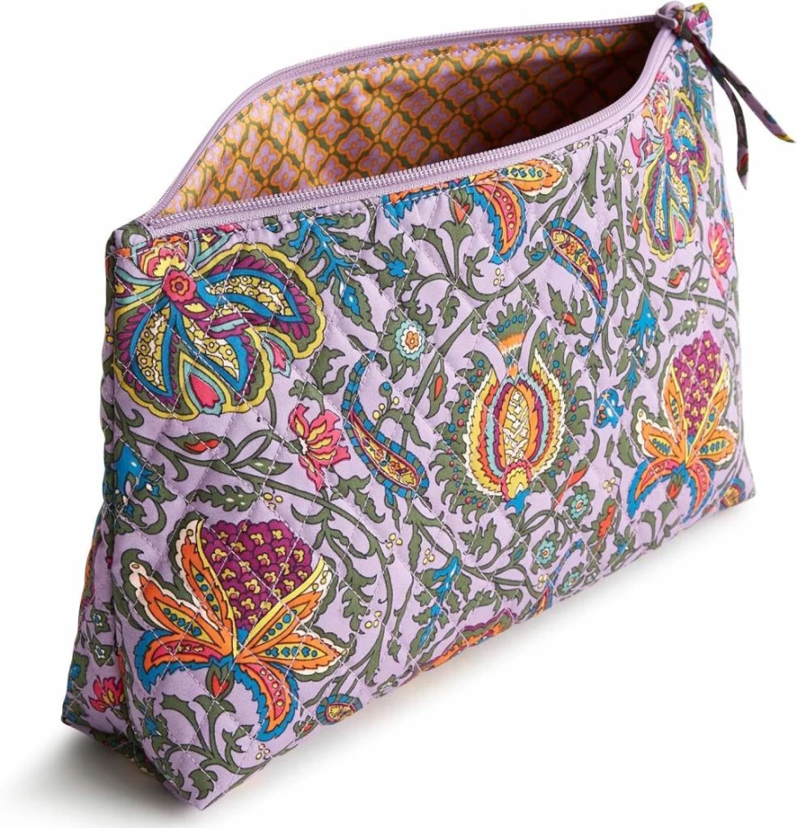 Vera Bradley Large Cotton Pouch – Premium Zippered Makeup & Travel Organizer Bag