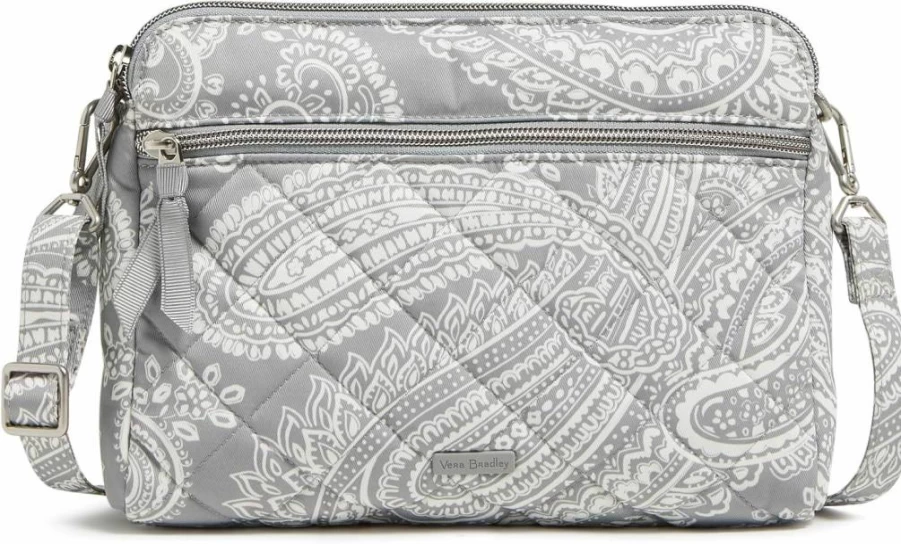 Vera Bradley Women's Crossbody Bag with Triple Compartment - Lightweight Performance Twill Purse for Everyday Use