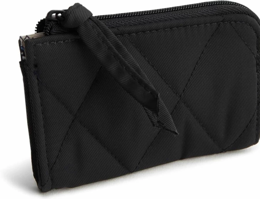 Vera Bradley Women's Twill Zip Card Holder – Compact RFID Blocking Wallet Pouch for Credit Cards & ID