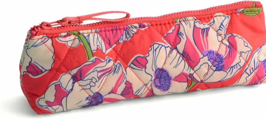 Vera Bradley Swirling Poppies Featherweight Pencil Case – Lightweight Zippered Pouch for School & Office Supplies