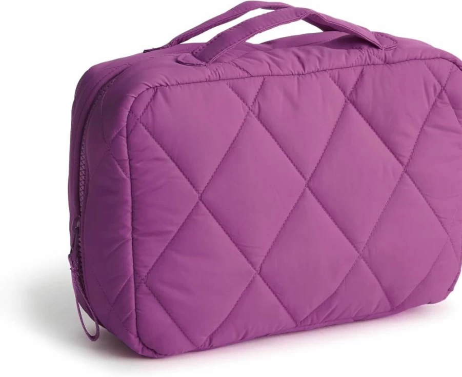 Vera Bradley Iris Orchid Lightweight Hanging Travel Toiletry Bag - Compact Cosmetic Organizer for Travel