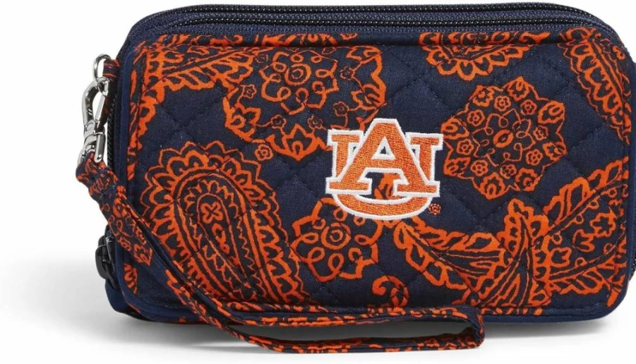 Vera Bradley RFID Protection Cotton Crossbody Purse for Women - Collegiate Design, Multiple Team Options