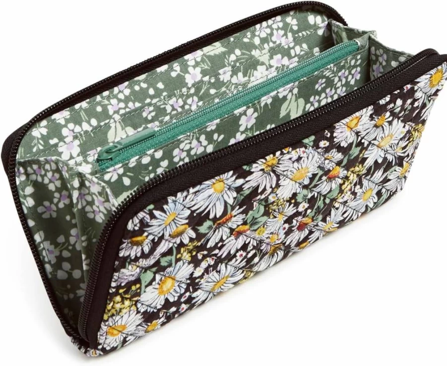 Vera Bradley Jordin RFID Continental Wallet in Daisies White - Cotton Travel Wallet for Women