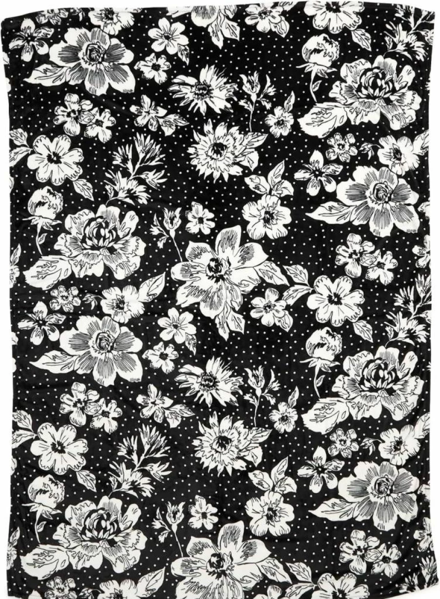 Vera Bradley Collegiate Plush XL Throw Blanket – Soft Large Blanket for College Fans, Multiple Team Designs, Black/White Rain Garden Pattern
