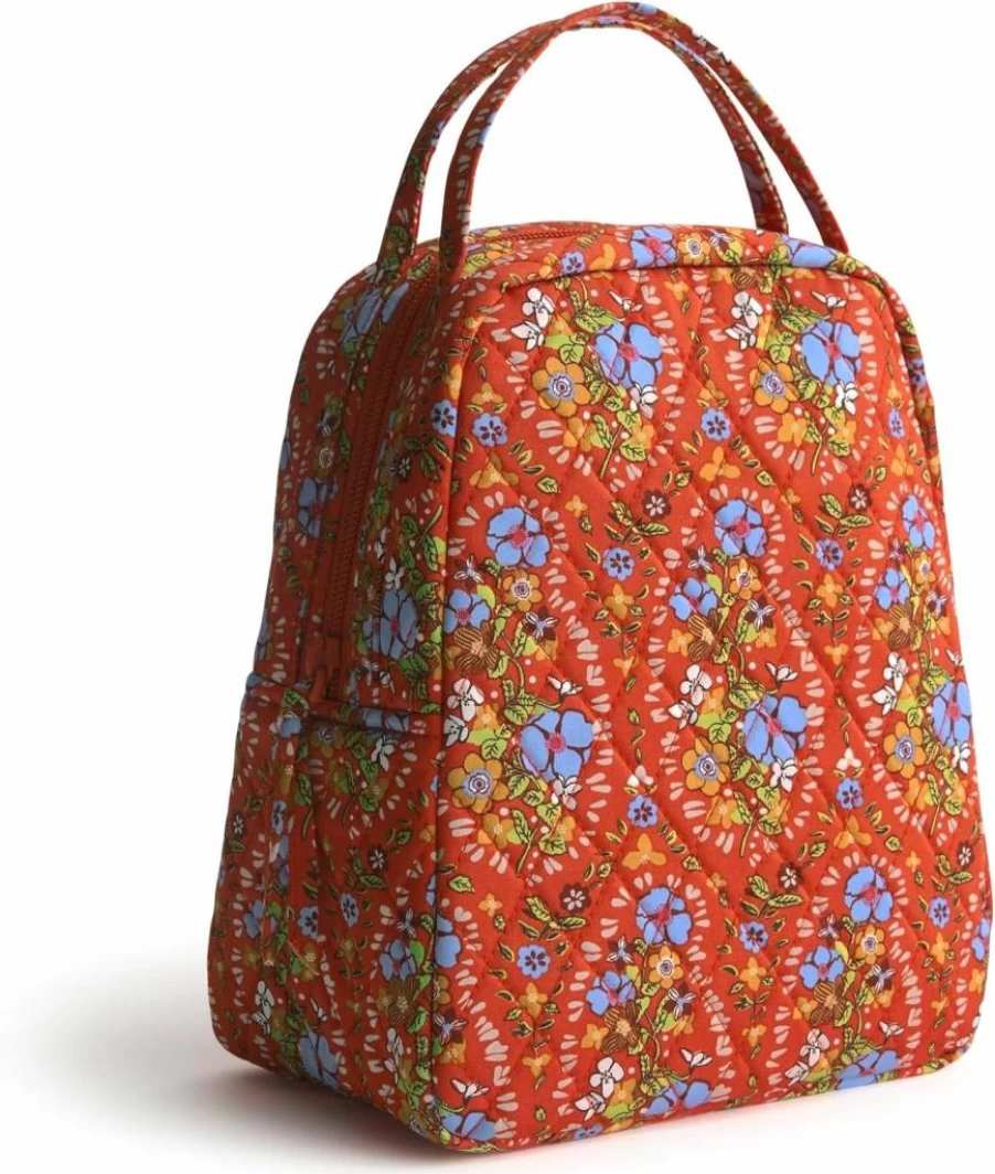 Vera Bradley Garden Paisley Cotton Lunch Box | Insulated Reusable Lunch Tote for Work & School