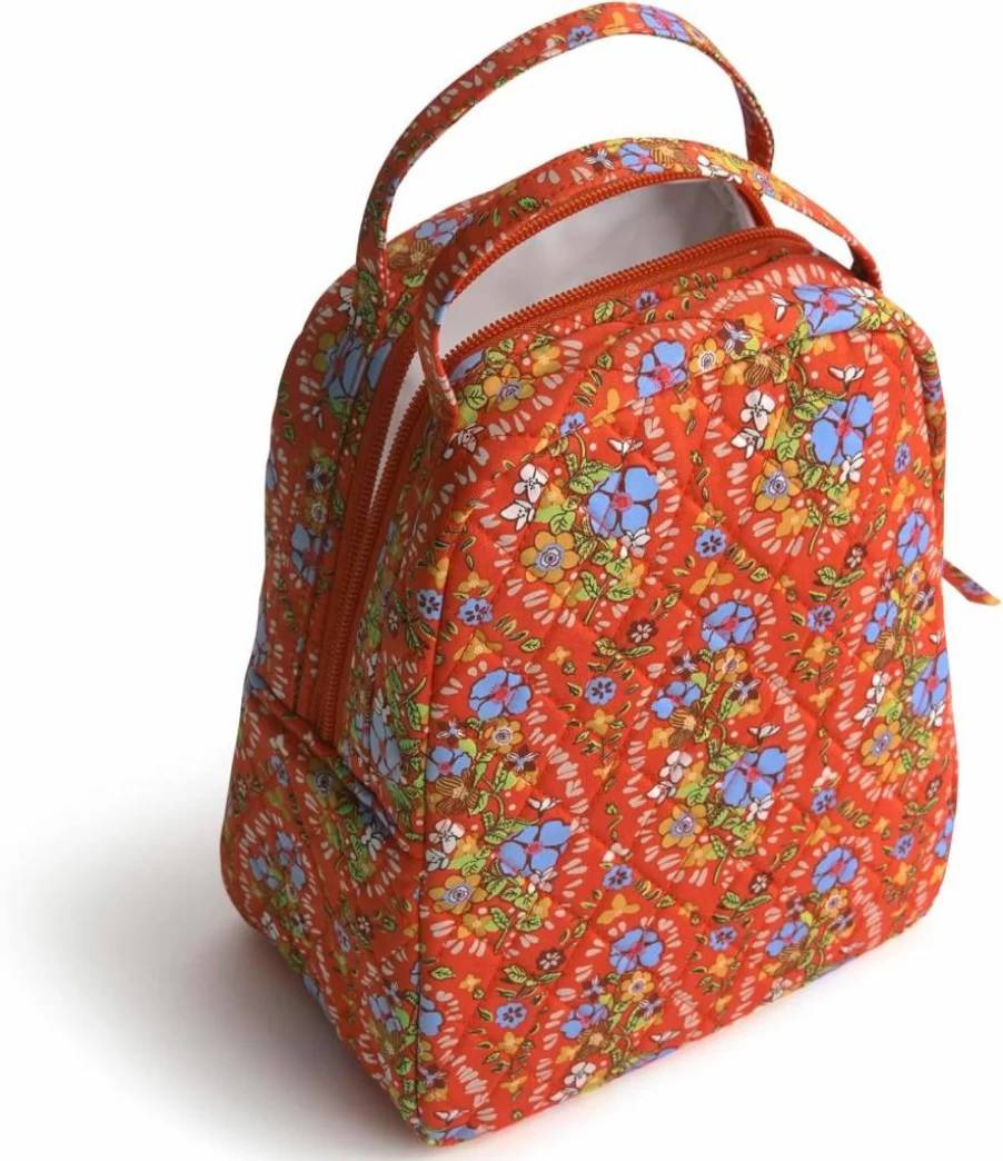 Vera Bradley Garden Paisley Cotton Lunch Box | Insulated Reusable Lunch Tote for Work & School