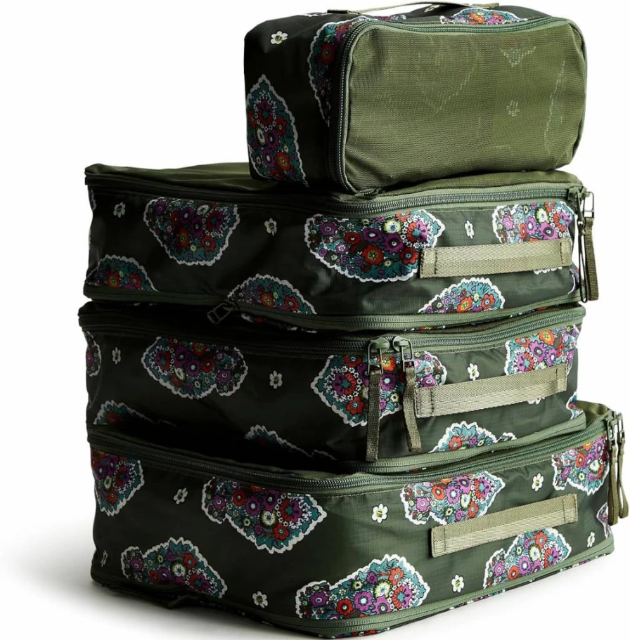 Vera Bradley Women's Lightweight Ripstop Polyester Packing Cube Set – 3-Piece Travel Organizer