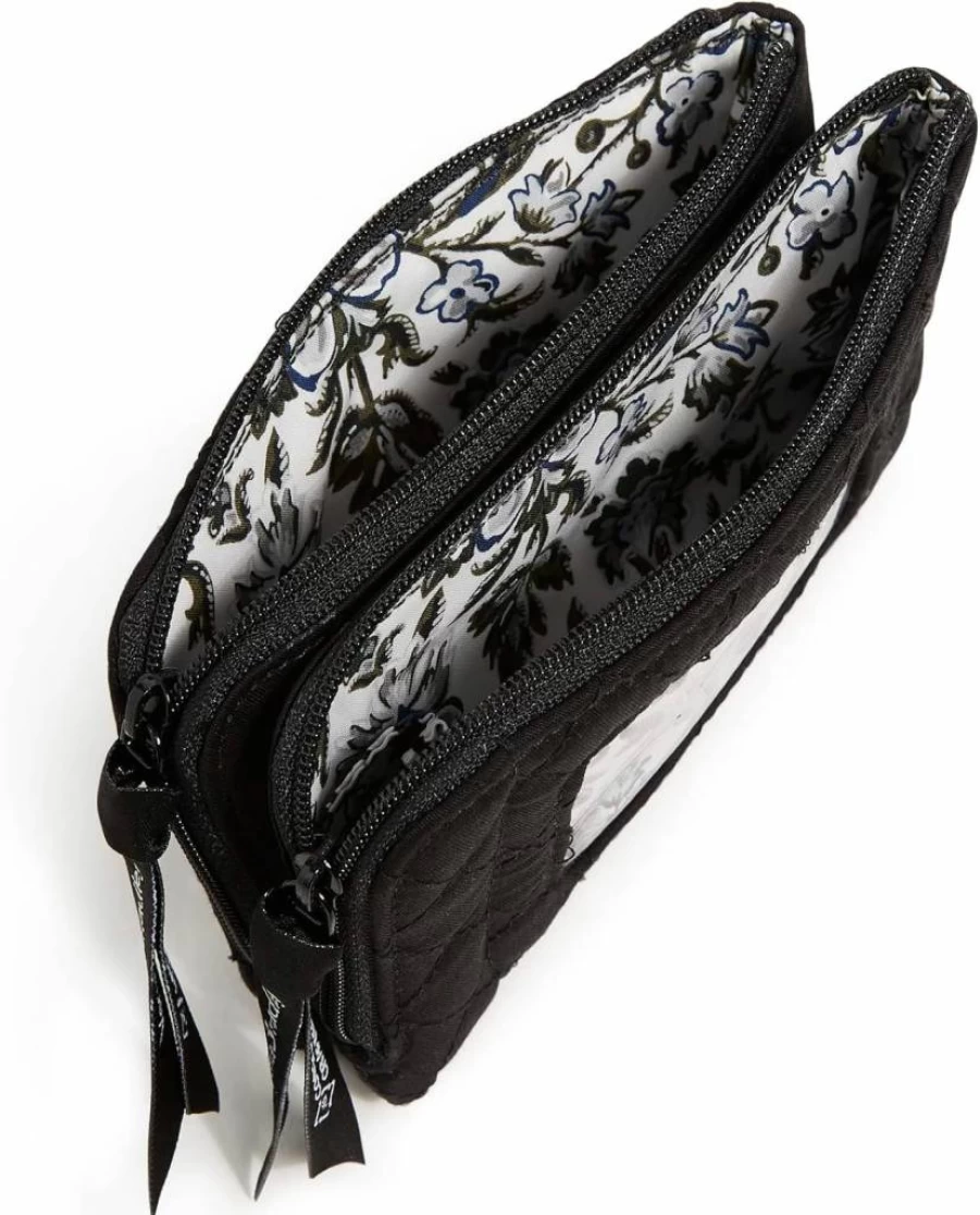 Vera Bradley RFID Blocking Double Zip ID Case Wallet for Women | Cotton Travel Wallet with Secure Card Slots